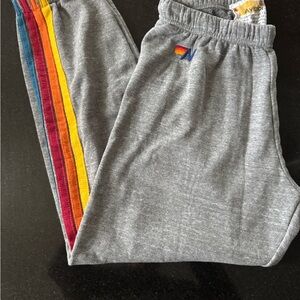 Aviator Nation Gray Sweatpants with Rainbow Accents